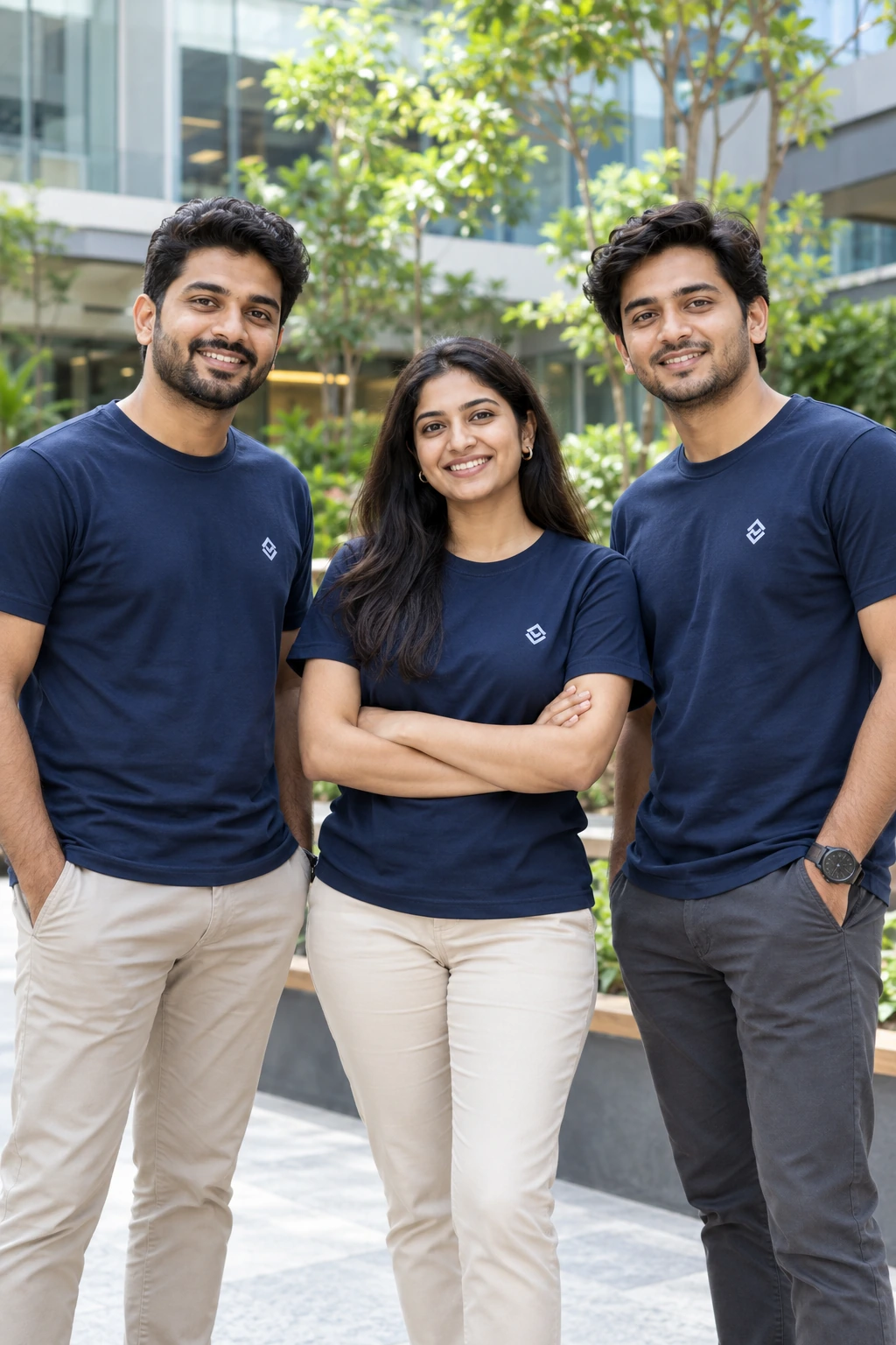 Team members wearing matching custom T-shirts